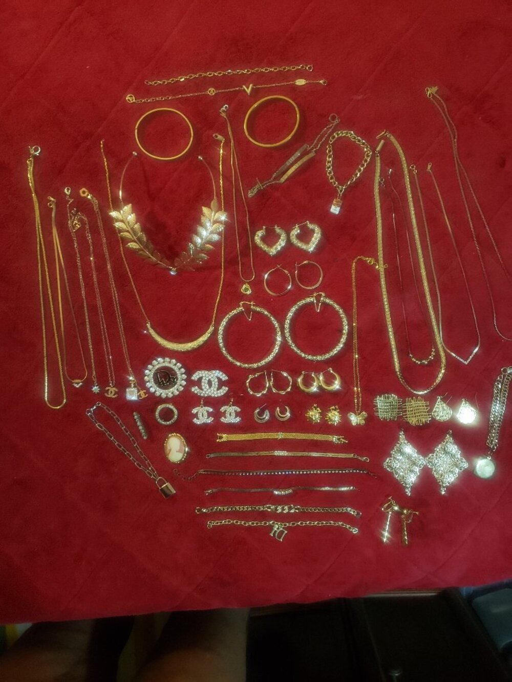 44 - Piece Lot of Gold Tone Vintage & Retro Jewelry